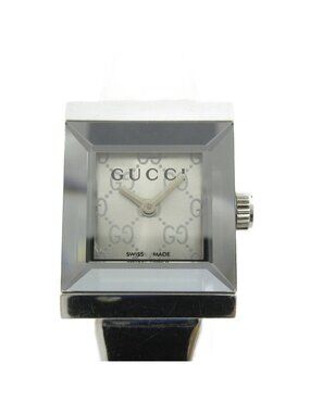 Gucci Frame Watch Square Quartz 128.5 Dial GG Pattern Silver Color MG